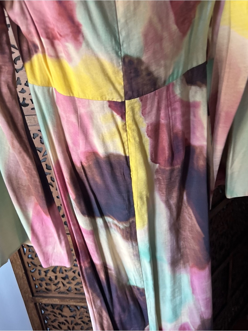 ASOS Yellow, Green, Burgundy & Pink Watercolor Maxi Dress - Picture 10 of 10